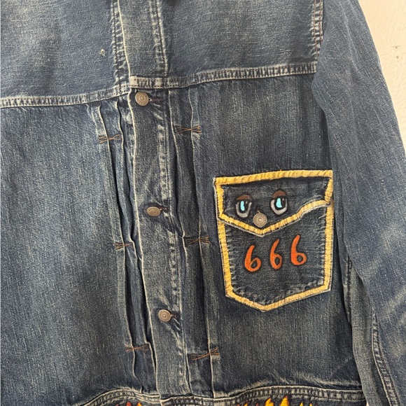 VINTAGE RL RALPH LAUREN DENIM & SUPPLY cartoon 666 Trucker JACKET SIZE XL RARE - Picture 4 of 13